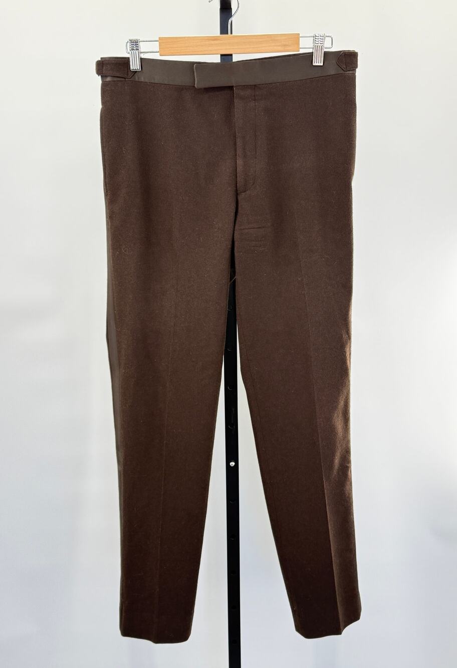 Todd Snyder Men's Brown Italian Flannel Tuxedo Trouser Side Tab Pant 33 x 32
